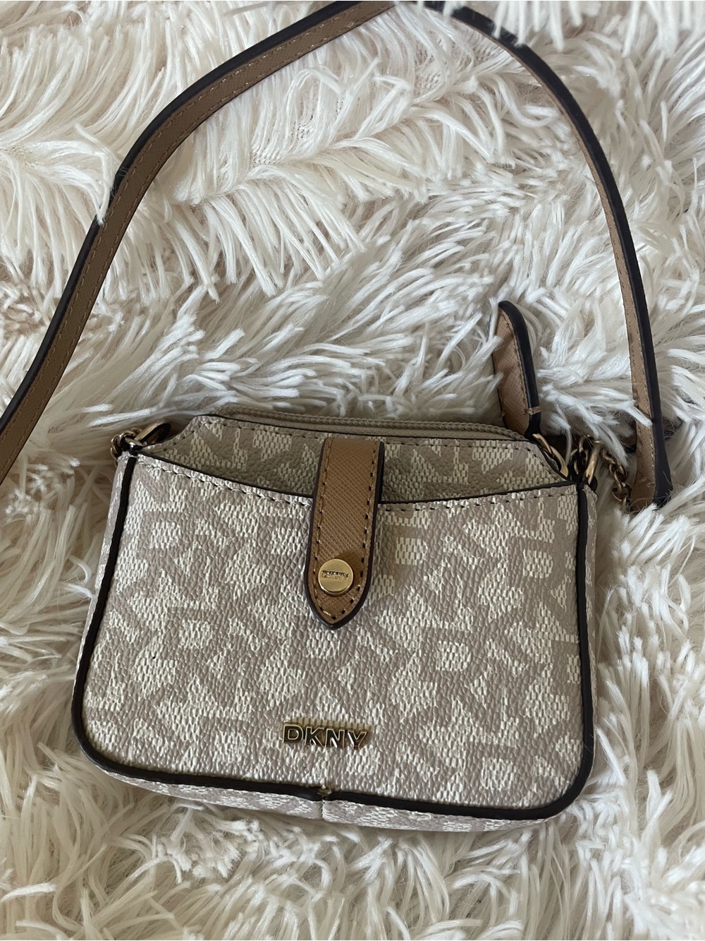 DKNY Thomasy Micro Mini Beige Crossbody Bag